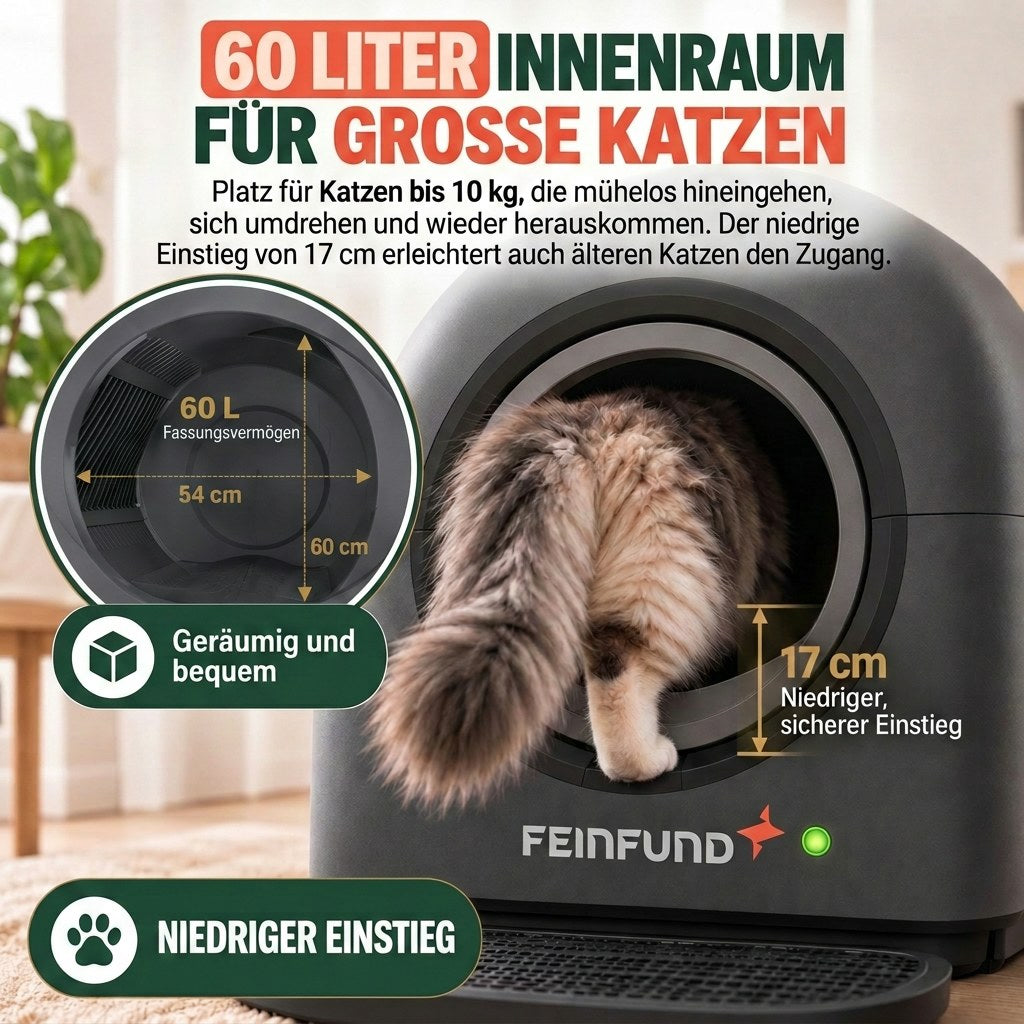 60 Liter Innenraum für große Katzen