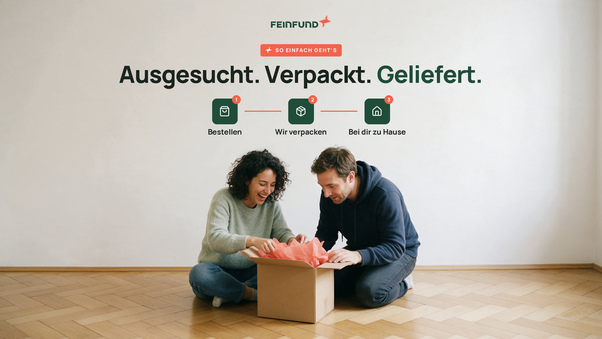 Ausgesucht. Verpackt. Geliefert. Bestellen, wir verpacken, bei dir zu Hause.