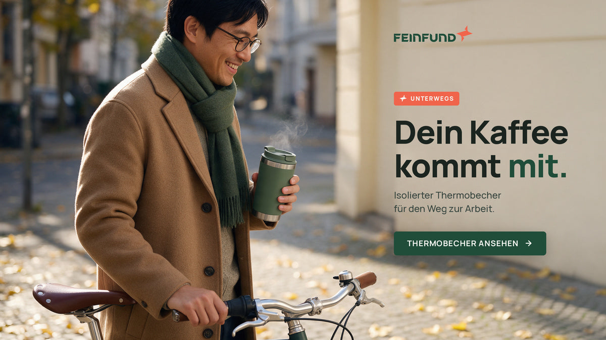 Dein Kaffee kommt mit. Isolierter Thermobecher für den Weg zur Arbeit.
